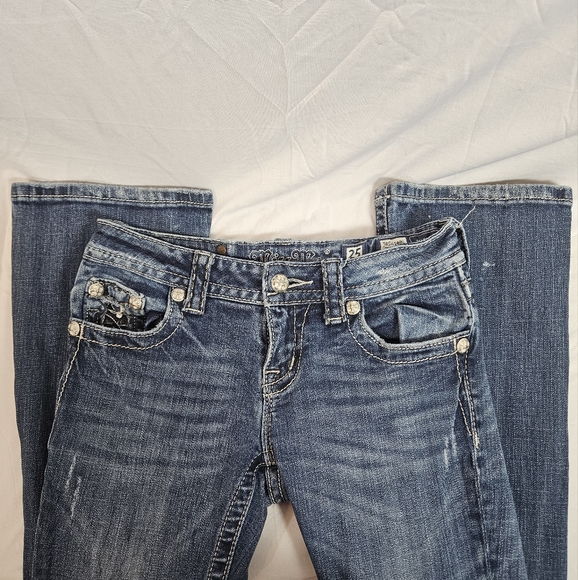 Miss Me slim bootcut embroidered bling jeans size 25 - Picture 7 of 14